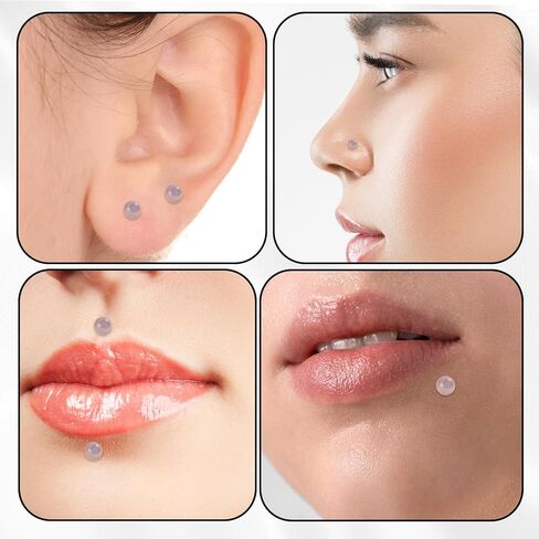 12 Pcs Flat Back Clear Earrings for Sports Acrylic Labret Jewelry Clear Nose Retainer Tragus Conch Cartilage Earrings Medusa Lip Rings Straight Nose Stud Piercing Jewelry for Surgery Work(6/8/10/12mm) in Saudi Arabia