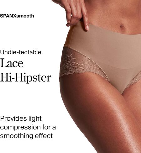 SPANX SPANXsmooth Undie-tectable Lace Hi-Hipster - For Core Control - Comfortable Lace Shapewear Underwear - No Visible Panty Lines-Cafe Au Lait-Oxford-XS in Saudi Arabia