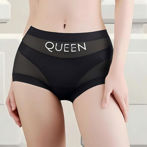 Women's High-Waist Underwear, Tummy Control Panties in Black Color with Ice Silk Fabric for a Smooth and Shaping Fit in Saudi Arabia