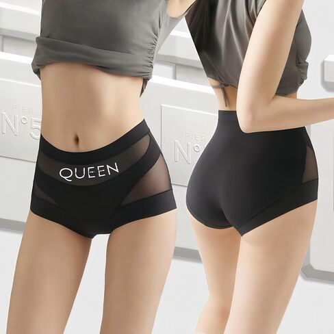 Women's High-Waist Underwear, Tummy Control Panties in Black Color with Ice Silk Fabric for a Smooth and Shaping Fit in Saudi Arabia