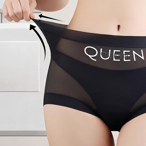 Women's High-Waist Underwear, Tummy Control Panties in Black Color with Ice Silk Fabric for a Smooth and Shaping Fit in Saudi Arabia