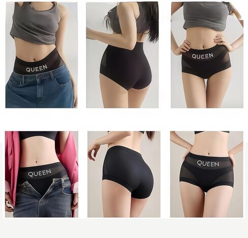 Women's High-Waist Underwear, Tummy Control Panties in Black Color with Ice Silk Fabric for a Smooth and Shaping Fit in Saudi Arabia