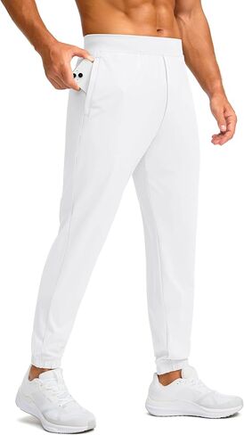 Soothfeel Men's Jogger Pants with Zipper Pockets Lightweight Athletic Workout Pants Gym Golf Joggers for Men Track Running (Bone, M) in Kuwait