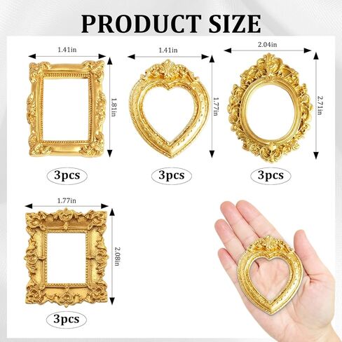 CZFSWT 12PCS Miniature Picture Frames, Mini Picture Frames, Vintage Mini Frames Suitable for DIY Jewelry Display, Holiday Party Decor, Photography Wall Props in Saudi Arabia