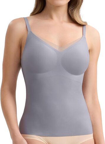 V-Neck Seamless Camisoles Tank Tops with Built in Bra for Women Summer Spaghetti Straps Tankini Camis in Kuwait