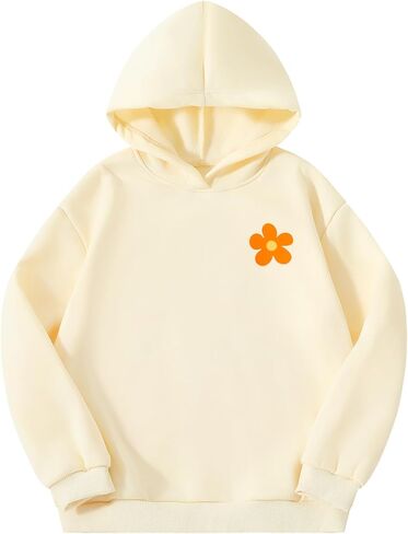 Girl Cute Letter Graphic Print Hoodies Long Sleeve Oversized Loose Pullover Hooded Sweatshirt in Saudi Arabia