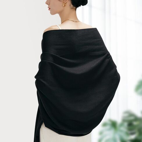 Black Pashmina Shawl for Women, Soft Lightweight Wrap, Elegant Scarf for Wedding, Travel & Evening in Saudi Arabia