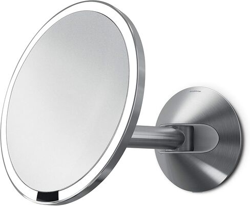 Simplehuman، مرآة مكياج بمستشعر مثبت على الحائط مقاس 8 بوصات، تكبير 5x، سلكية صلبة (100-240 فولت)، فولاذ مقاوم للصدأ، 8 بوصات in Kuwait