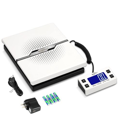 Weighmax W-8809 150 رطل × 0.1 أونصة شحن رقمي ومقياس بريدي مع شاشة ممتدة، أسود، يتضمن بطاريات ومحول تيار متردد، W-8809-150 أسود in Kuwait