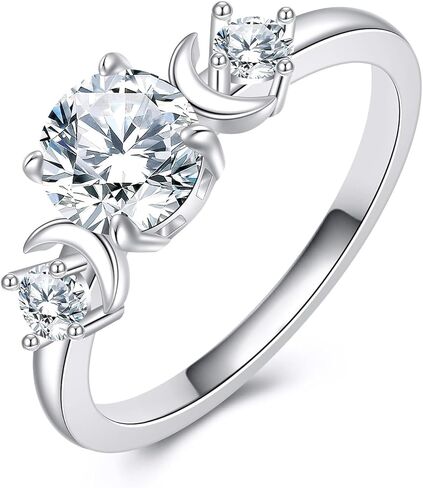 Moissanite Triple Moon Ring 925 Sterling Silver 1ct Lab Created Diamond Finger Ring Jewelry Gifts for Women in Saudi Arabia