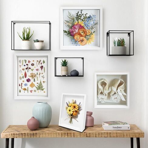 4 Pack 8"x 10" Shadow Boxes Frame Display Cases Wooden Deep Shadowbox for Photos Dried Flowers Baby Pet Wedding Collectible Frames for Wall Tabletop in Saudi Arabia