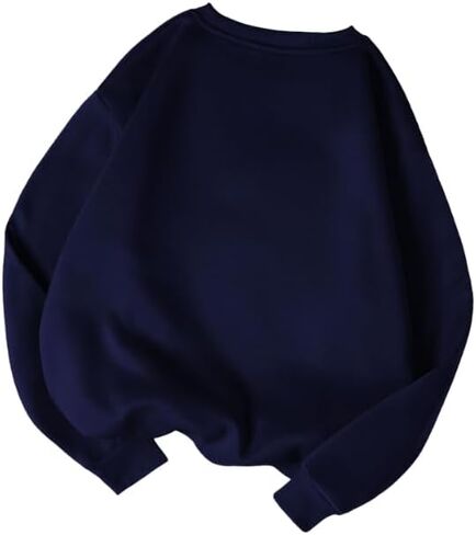 Women’s Oversized Sweatshirt – Comfy Casual Crewneck Winter Fashion Pullover (US, Alpha, Medium, Regular, Regular, navy blue) in Saudi Arabia
