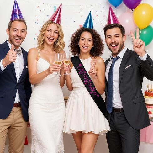 هدايا عيد الميلاد السادس عشر للفتيات الحلو 16 زينة حفلة عيد ميلاد للفتيات الحلو 16 وشاح للفتيات 16 سنة هدايا للفتيات المراهقات ابنة ابنة أخت حفيدة أفضل الأصدقاء وشاح الساتان الأسود in Kuwait