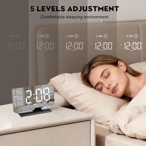 SZELAM Digital Clock,Alarm Clock Bedside,7.3'' Large LED Mirror with Date Display,Dual Alarm with 3 Mode,Brightnee Adjust,DST,Snooze Function,USB C Charging Port,5 Levels Volume for Desk Bedroom Teens in Saudi Arabia