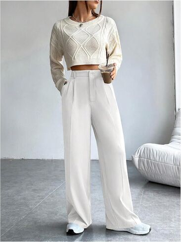 SHENHE Women's Wide Leg Dress Pants High Waist Business Casual Work Pants Trousers with Pockets in Saudi Arabia