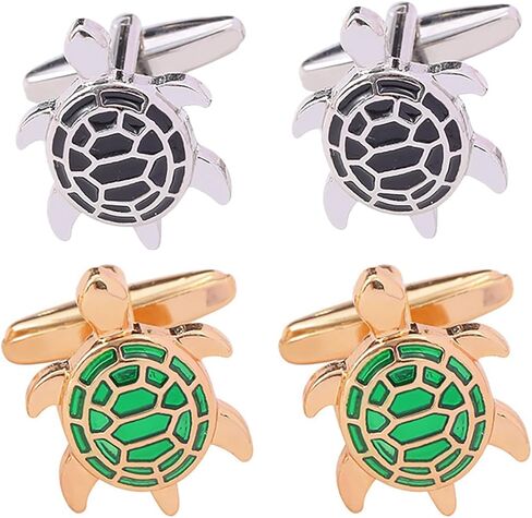 Gold Black Silver Cufflinks for Men Unique Pearl Round Turtle Flower Cuff Links Set Classic Wedding Business Shirt CuffLinks Set with Box in Saudi Arabia