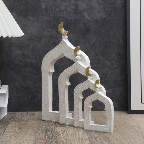Islamic Cultural Decor Collection - Handcrafted Resin Mosque Models & Tower Ornaments for Home/Office Display Ramadan Decoration (4-Door) in Saudi Arabia