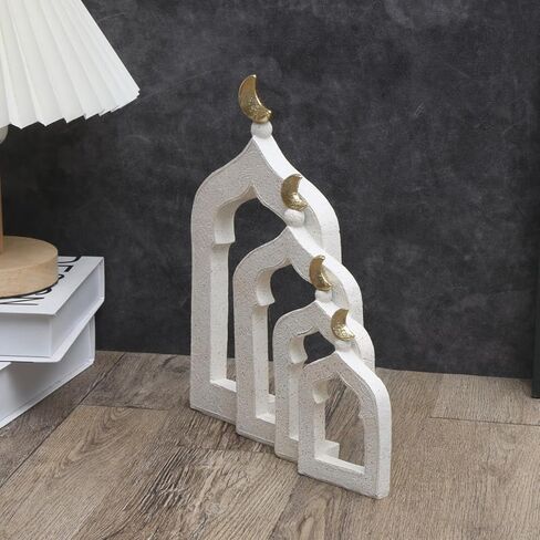 Islamic Cultural Decor Collection - Handcrafted Resin Mosque Models & Tower Ornaments for Home/Office Display Ramadan Decoration (4-Door) in Saudi Arabia