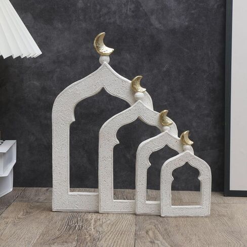 Islamic Cultural Decor Collection - Handcrafted Resin Mosque Models & Tower Ornaments for Home/Office Display Ramadan Decoration (4-Door) in Saudi Arabia