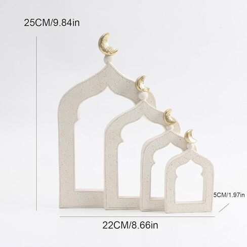 Islamic Cultural Decor Collection - Handcrafted Resin Mosque Models & Tower Ornaments for Home/Office Display Ramadan Decoration (4-Door) in Saudi Arabia