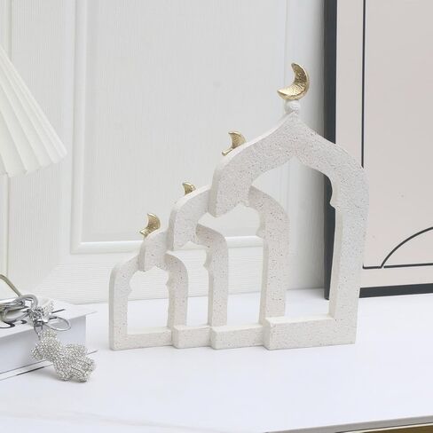 Islamic Cultural Decor Collection - Handcrafted Resin Mosque Models & Tower Ornaments for Home/Office Display Ramadan Decoration (4-Door) in Saudi Arabia