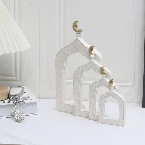 Islamic Cultural Decor Collection - Handcrafted Resin Mosque Models & Tower Ornaments for Home/Office Display Ramadan Decoration (4-Door) in Saudi Arabia