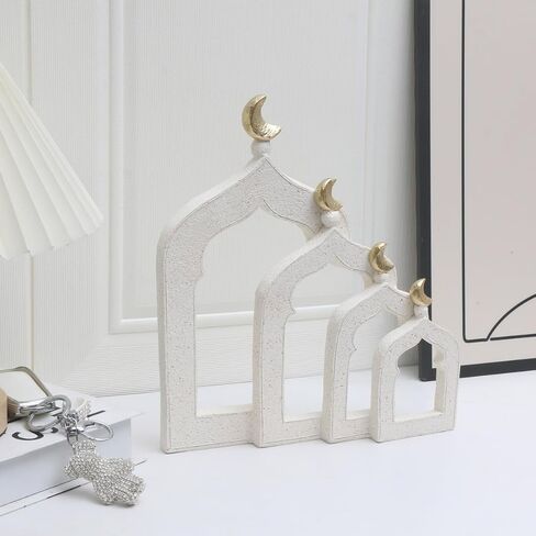 Islamic Cultural Decor Collection - Handcrafted Resin Mosque Models & Tower Ornaments for Home/Office Display Ramadan Decoration (4-Door) in Saudi Arabia