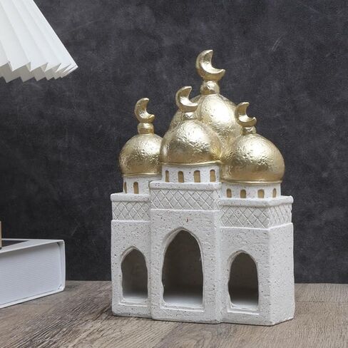 Islamic Cultural Decor Collection - Handcrafted Resin Mosque Models & Tower Ornaments for Home/Office Display Ramadan Decoration (4-Door) in Saudi Arabia