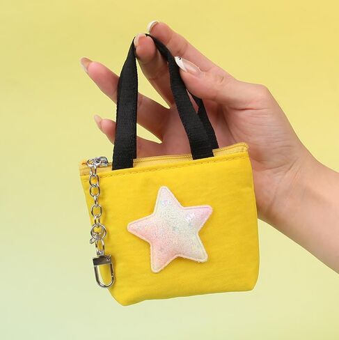Star Shaped Mini Handbag Women Solid Color Zipper Coin Purse Fashion Portable Small Pouch (Yellow) in Saudi Arabia