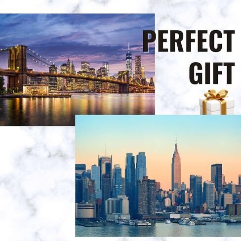 New York City Skyline Gifts, NYC Gifts for NYC Lovers, Skyline Map Valet Tray for Him, Male, Boyfriend, Son, Husband, Dad, Desktop Organizer PU Leather Tray in Saudi Arabia