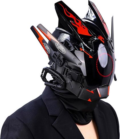 خوذة قناع فاسق للكبار قناع الساموراي الرائع خوذة قوطية مستقبلية للهالوين ملحقات مهرجان الموسيقى للحفلات in Kuwait