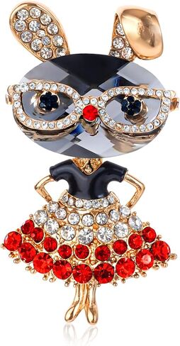 Rhinestone Lady Rabbit Brooch Dainty Cute Christmas Jewelry Crystal Easter Bunny Lapel Pin Party Costume Accessories for Graduation Souvenir Gift Honors Day Halloween in Kuwait