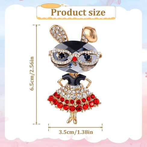 Rhinestone Lady Rabbit Brooch Dainty Cute Christmas Jewelry Crystal Easter Bunny Lapel Pin Party Costume Accessories for Graduation Souvenir Gift Honors Day Halloween in Kuwait