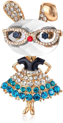 Rhinestone Lady Rabbit Brooch Dainty Cute Christmas Jewelry Crystal Easter Bunny Lapel Pin Party Costume Accessories for Graduation Souvenir Gift Honors Day Halloween in Kuwait