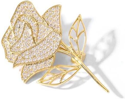 Rose Flower Brooch Elegant Red Rhinestone Crystal Rose Lapel Pin Dress Accessories Jewelry in Saudi Arabia