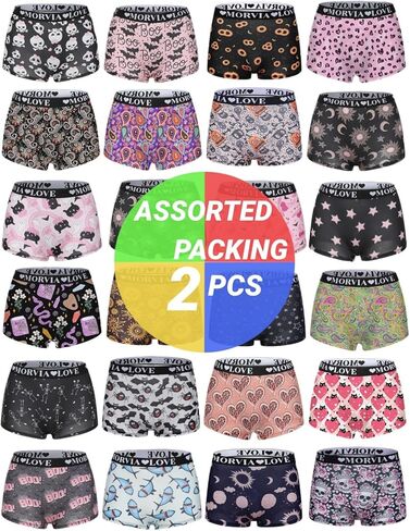Women's Random Gothic All-Over Print Boxer Shorts, 2-Pack, Elastic Waistband in Saudi Arabia