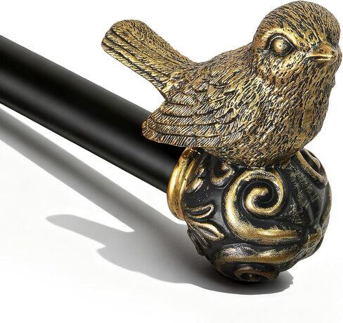 Black Curtain Rods for Windows 48 to 84 Inch, Vintage Decorative Curtain Rod with Gold Bird Finials, 1'' Adjustable Heavy Duty Drapery Rod Set for Bedroom Living Room Kitchen,36-88'' in Saudi Arabia