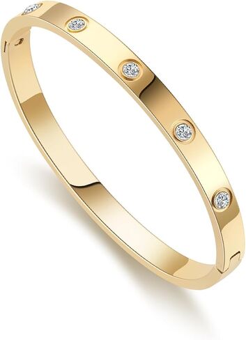 Gold-Tone Friendship Bangle Bracelet Set - Cubic Zirconia Bangle for Women in Saudi Arabia