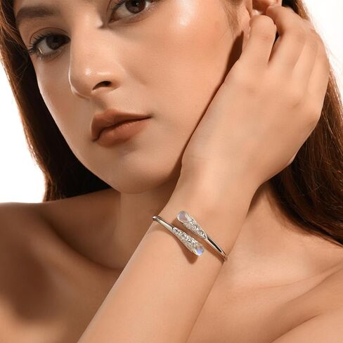 Natural Stone Bangle Bracelet For Women, Healing stone Cuff Bracelet Adjustable Open Bangle Jewelry Gift for Valentine's Day Anniversaries Christmas in Kuwait