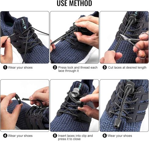 No Tie Shoelaces, Tieless Elastic Shoe Laces, Strong Lock Shoelaces for Sneakers for Adults - Black in Saudi Arabia