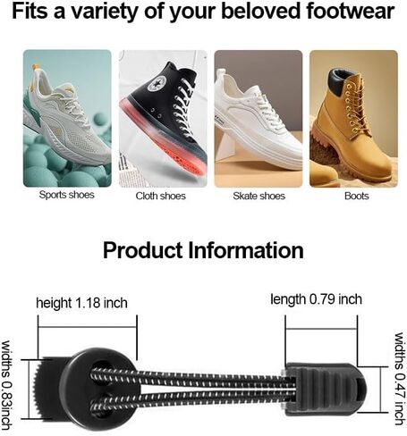 No Tie Shoelaces, Tieless Elastic Shoe Laces, Strong Lock Shoelaces for Sneakers for Adults - Black in Saudi Arabia