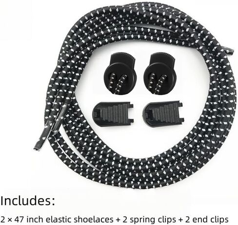 No Tie Shoelaces, Tieless Elastic Shoe Laces, Strong Lock Shoelaces for Sneakers for Adults - Black in Saudi Arabia