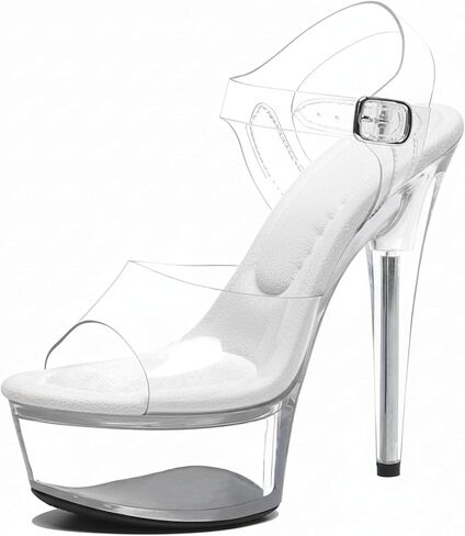 WUXIN H&P Women's 6in Clear Platform High Heels Ankle-Strap Sexy Stiletto Pole Dance Exotic Sandal Shoes in Saudi Arabia