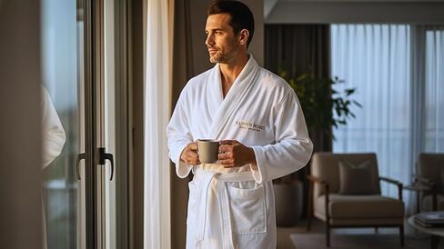 LUXURY COLLECTION Spa Robe – 100% Organic Cotton, Unisex Shawl Collar, One Size, Absorbent Terry, Belt & Deep Pockets, Hotel-Quality – White in Saudi Arabia