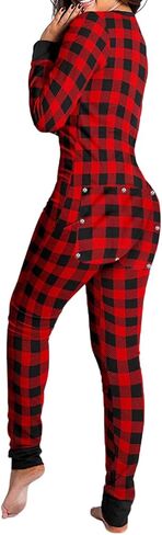 Women Printed Valentine's Day Pajama Jumpsuit Rompers Long Sleeve Button Down One Piece Sleepwear Holiday Family Pjs in Kuwait