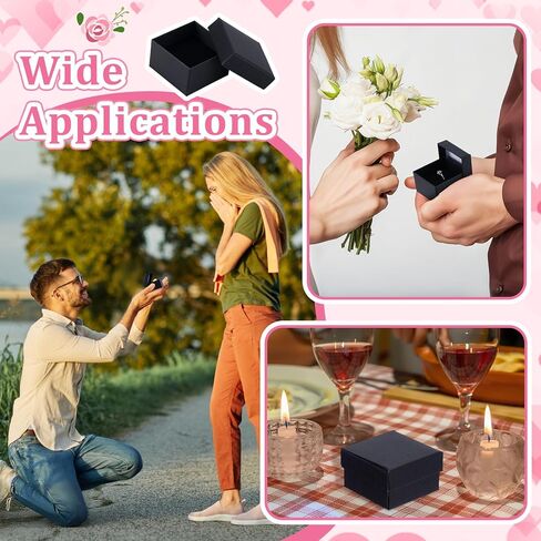 100PCS Ring Box Bulk Kraft Jewelry Gift Boxes 2’’ × 2’’ × 1.2’’ Small Earring Packing Boxes Square Cardboard Jewelry Box with Foam for Selling Weddings Valentine Birthday Business (Black) in Kuwait