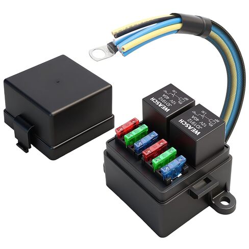 12V Pre-Wired Fuse Relay Box, 4 4-Pin Relays and 12 Way ATC/ATO Blade Fuses Sealed Relay Panel for Cars Trucks Marine Boat Jeep in Saudi Arabia