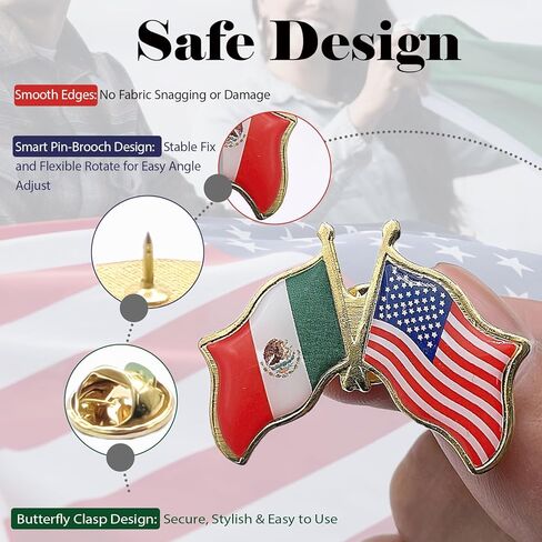 2 pcs Mexico and USA Friendship Flag Pin – Dual National Flags Lapel Badge. in Saudi Arabia