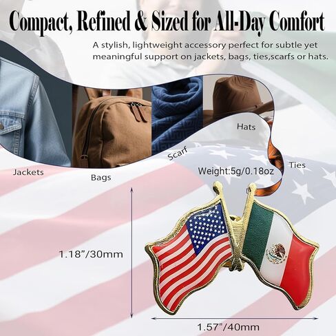 2 pcs Mexico and USA Friendship Flag Pin – Dual National Flags Lapel Badge. in Saudi Arabia