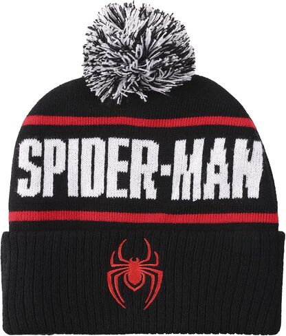 Bioworld Spider-Man Logo & Name Text Black Cuff Beanie in Kuwait